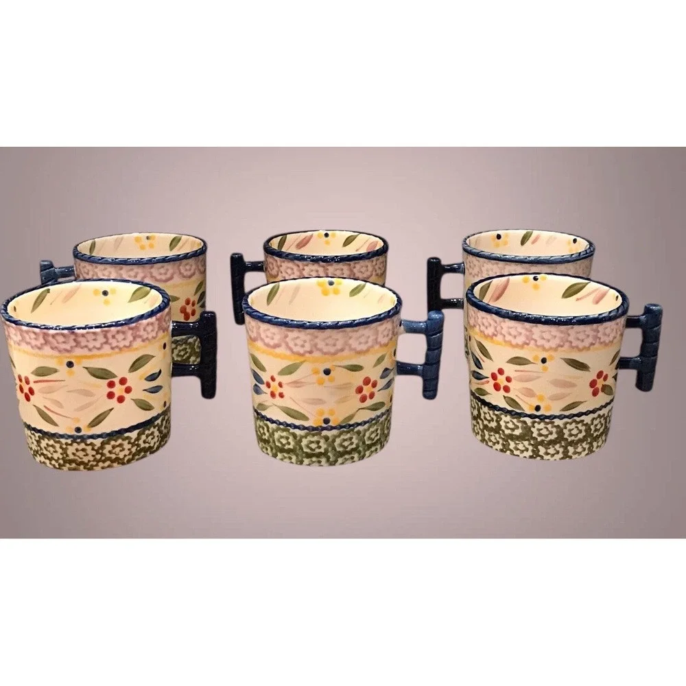 Teapot W/Warmer Stand 6 Cups  & Saucers Set Temptations By Tara Old World‎ Green - Picture 9 of 16